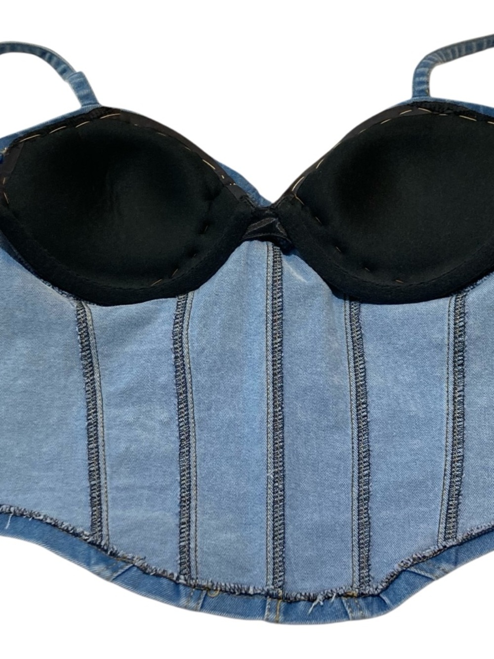 Denim Corset Tank Top with Rhinestone Studs - Picture 5 of 6
